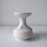 White and blue ceramic vase with italian relief