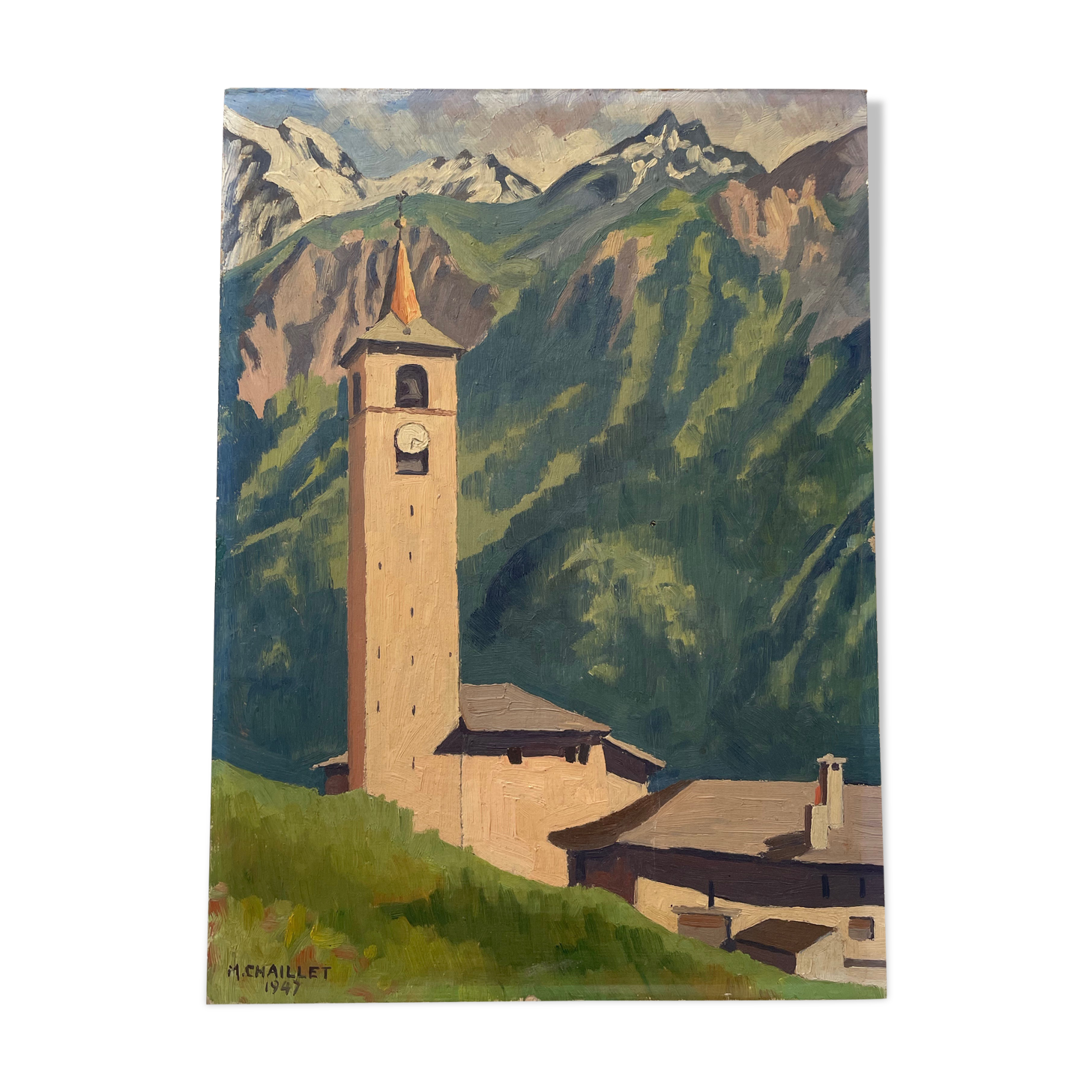 Oil painting landscape mountain 1947