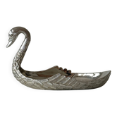 Vide poche en métal argenté forme cygne