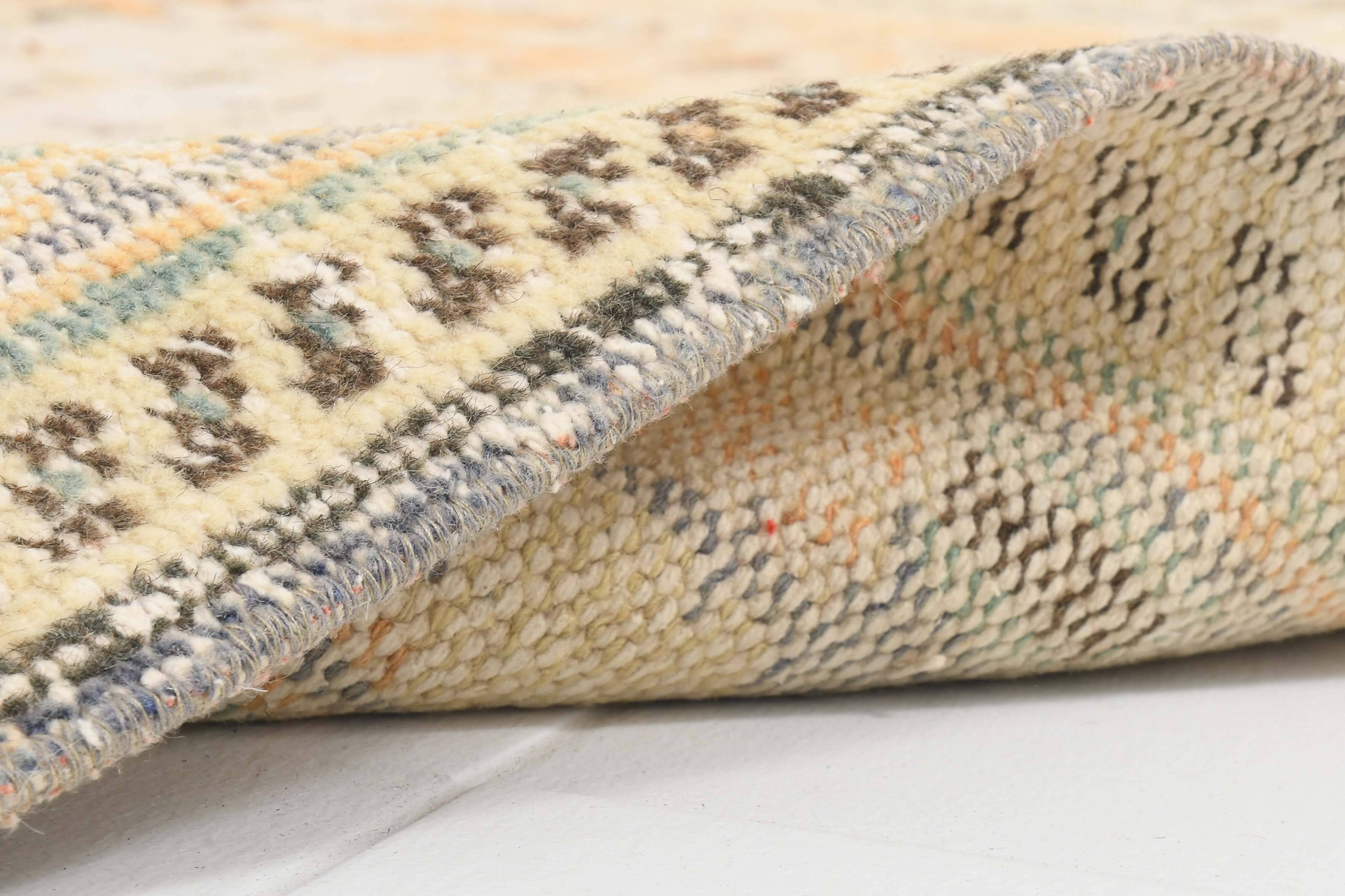 6x9 Peach Orange & Cream Geometric Vintage Rug, 179x288Cm