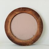 Antique round wooden mirror