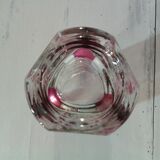Thick red faceted glass vase