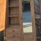Antique Parisian wardrobe in solid raw oak: hanging space + shelves