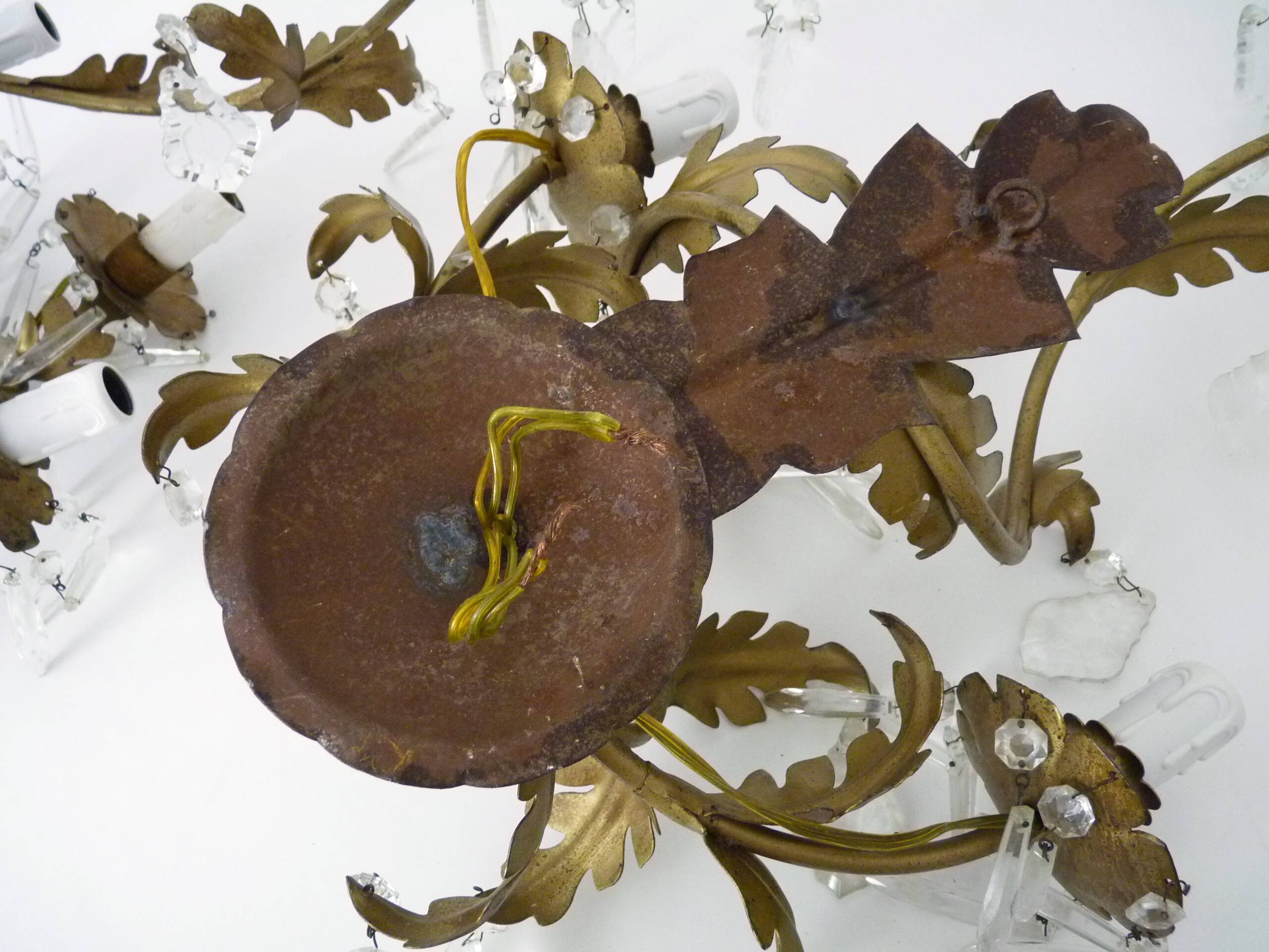 Large (70 cm - 27.55") pair of 3-arm foliage wall sconces