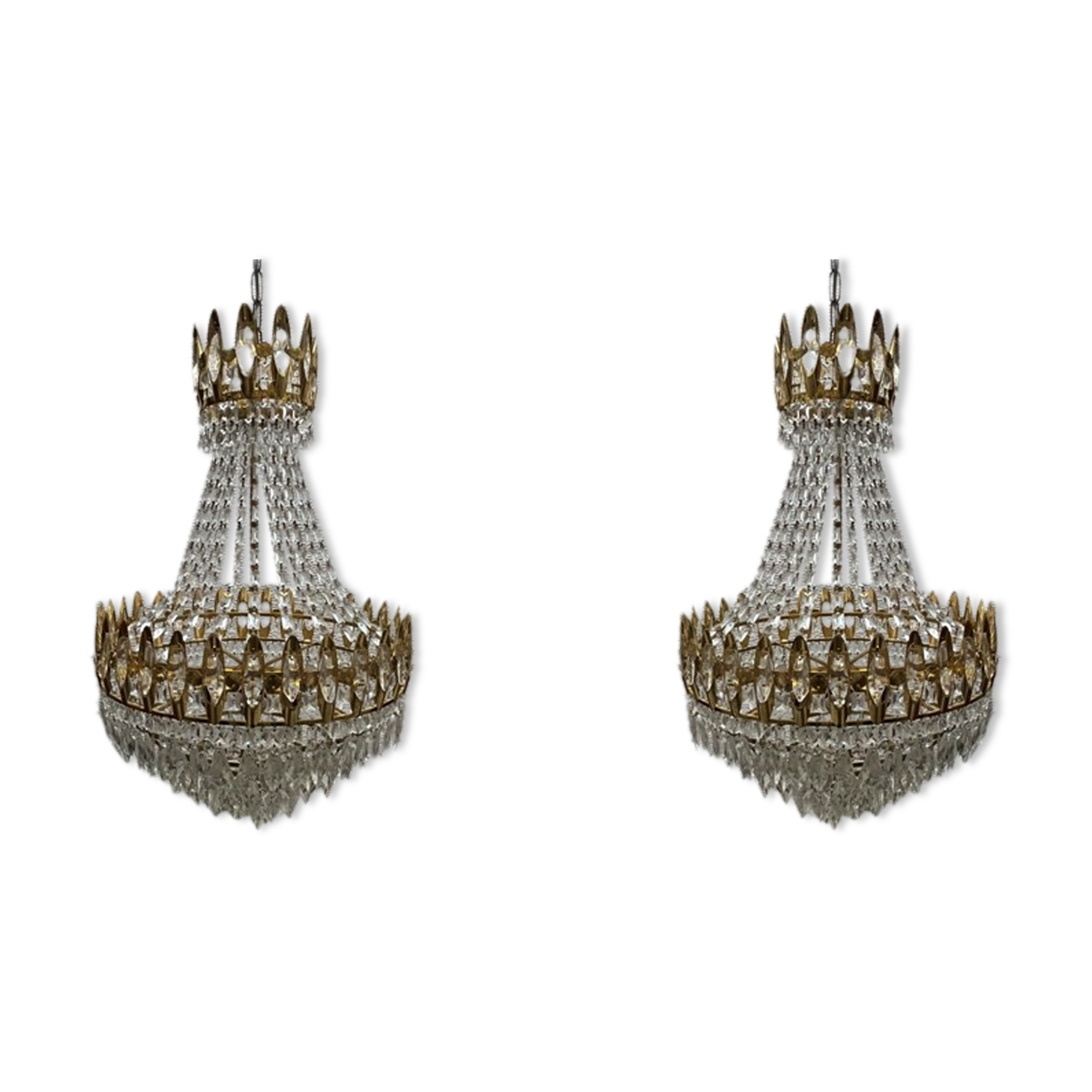 Lot - Pair of Swarovski crystal chandelier Italian design.
