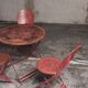 Sheet metal table and chairs