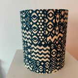 Lamp shade 20 x 22 cm made of ikat fabric in petrol/beige.