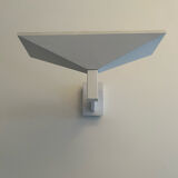 Modernist vintage Disderot wall lamp, white lacquered metal, Glass and Light 1970