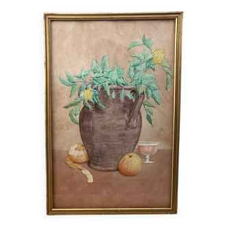 Still life illustration from the 70s under glass.