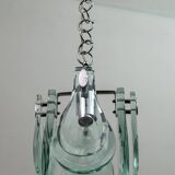 Mid-Century Modern Italian Chrome and Thick Glass Pendant by Veca, 1960s