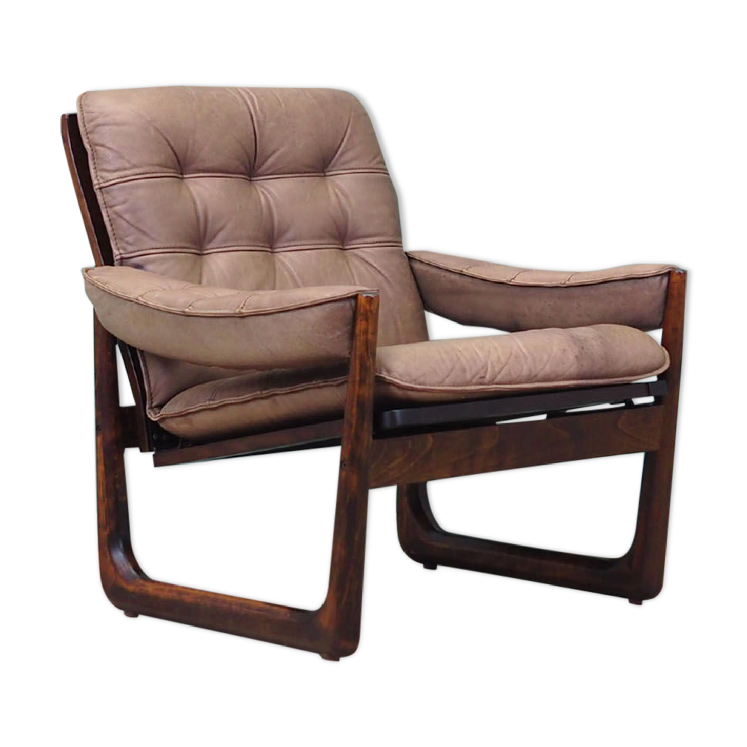 Leather armchair, Danish design, 1960s, manufactured by Genega Møbler