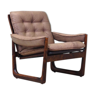 Leather armchair, Danish design, 1960s, manufactured by Genega Møbler