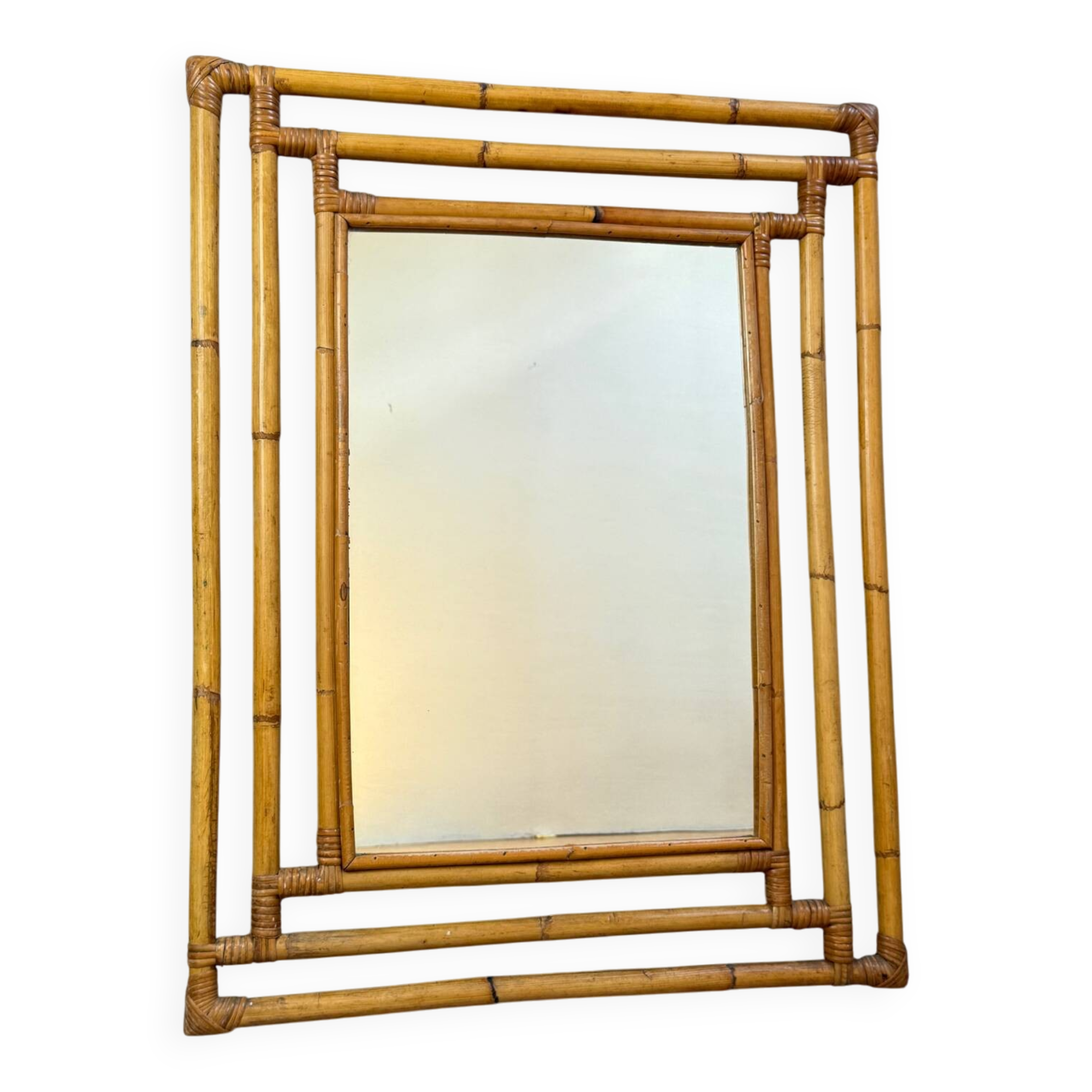 1960s rattan mirror France