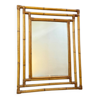 1960s rattan mirror France