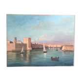 Oil on canvas: the port of Marseille