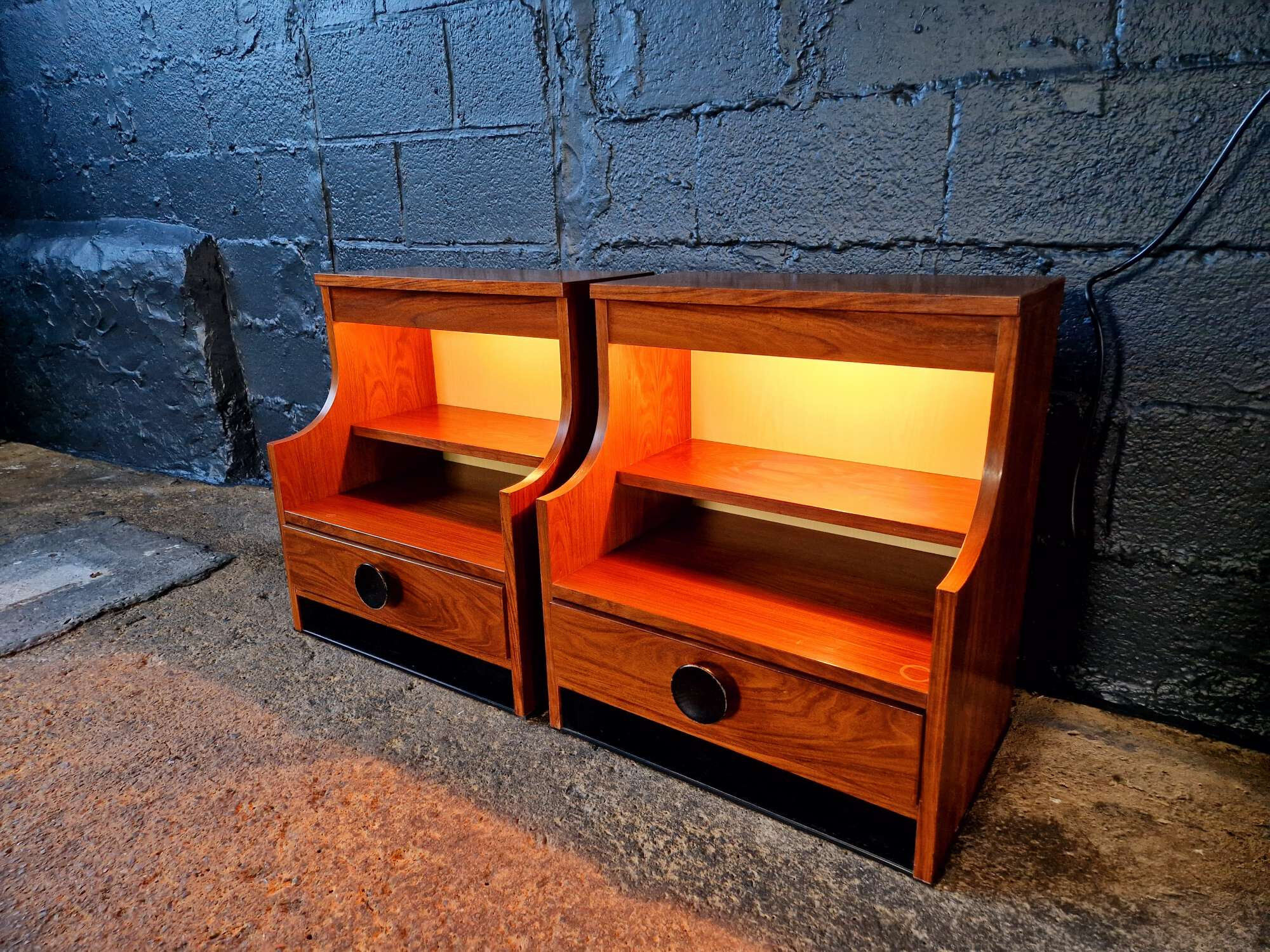 Pair of rosewood bedside tables, 1960s-70s