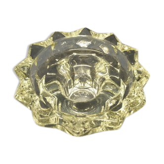 Bougeoir en verre moulé  base étoile ancien