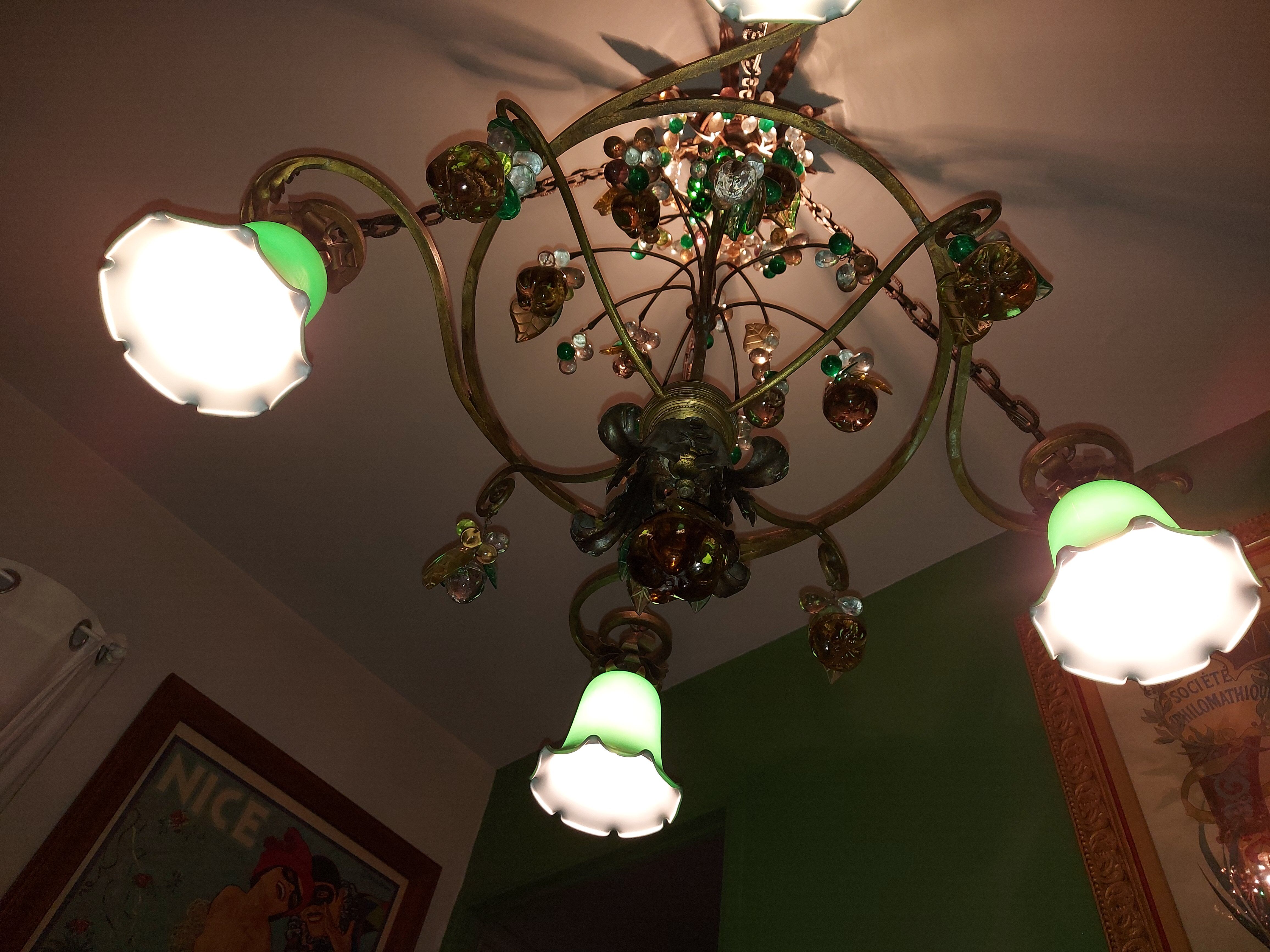 Very large art nouveau chandelier Murano (1 meter)