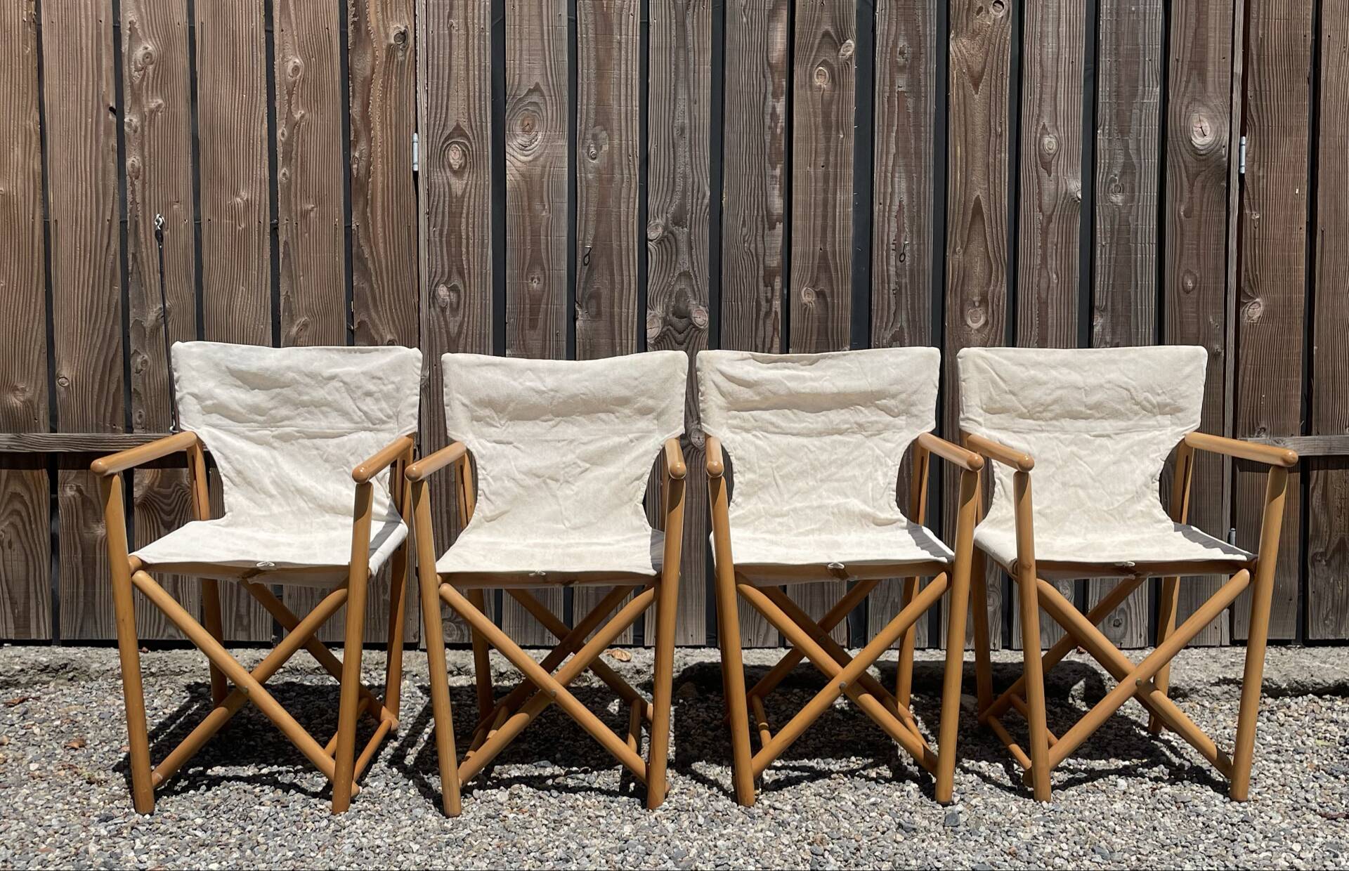 4 mid-century safari folding chairs
