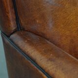 Sheepskin Leather 2-Seater Art Deco Sofa