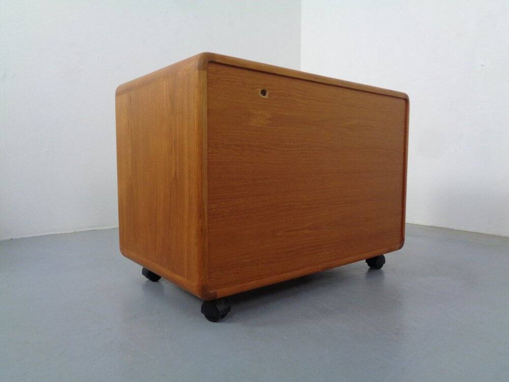 Small rollable teak media sideboard from Dyrlund, 1970s