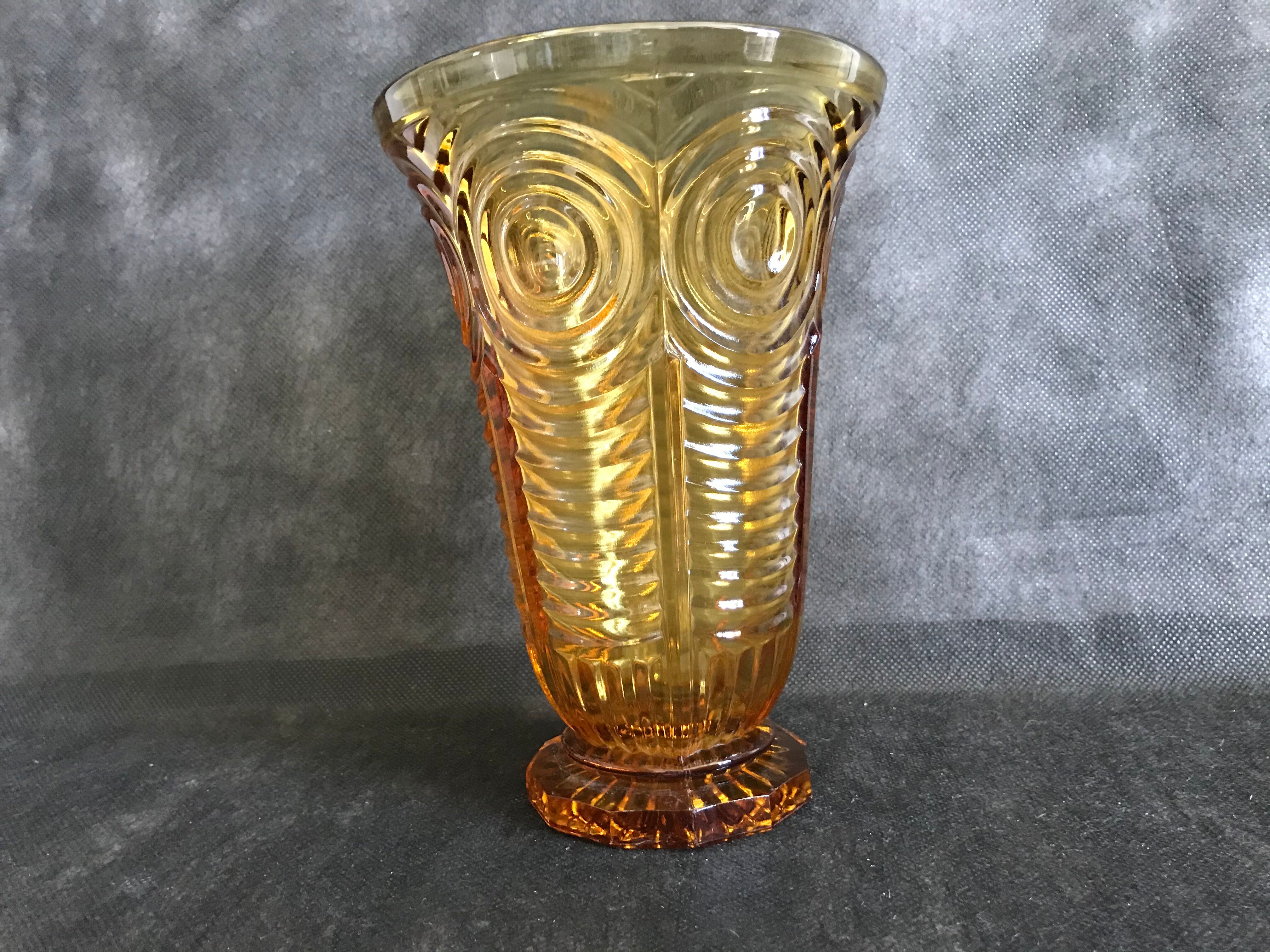 2 moulded pressed glass vases