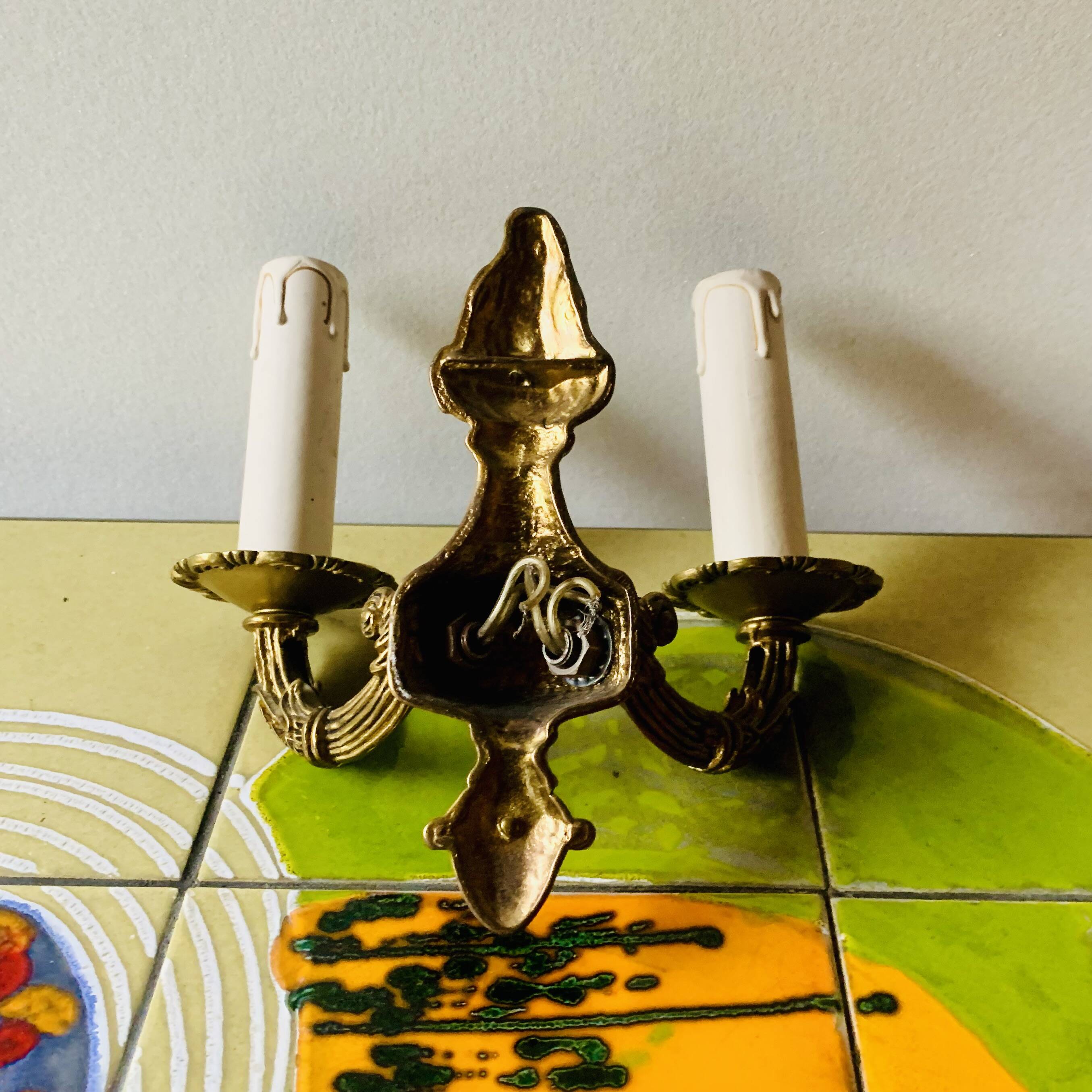 Pair of vintage brass wall sconces