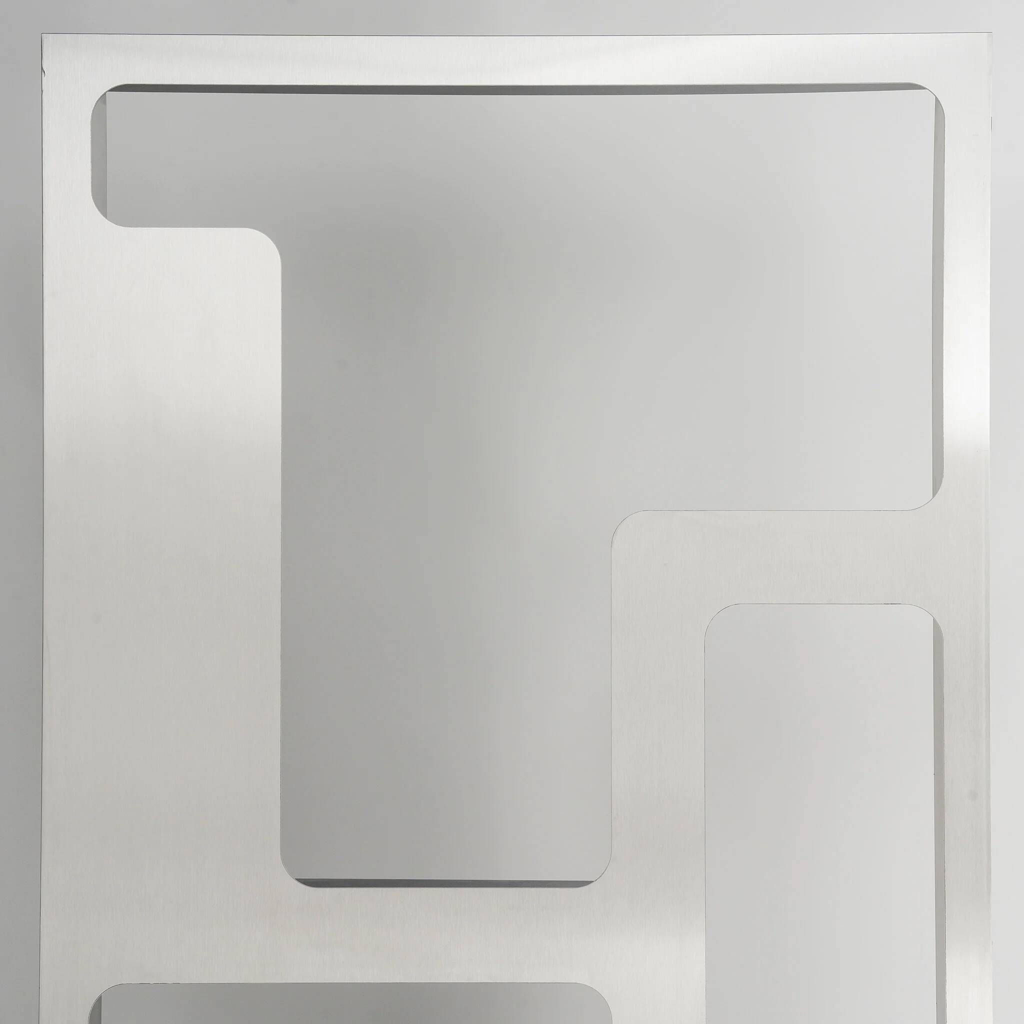 Brushed stainless steel perforated bookshelf by Capucine Cassaigne, France, 2026
