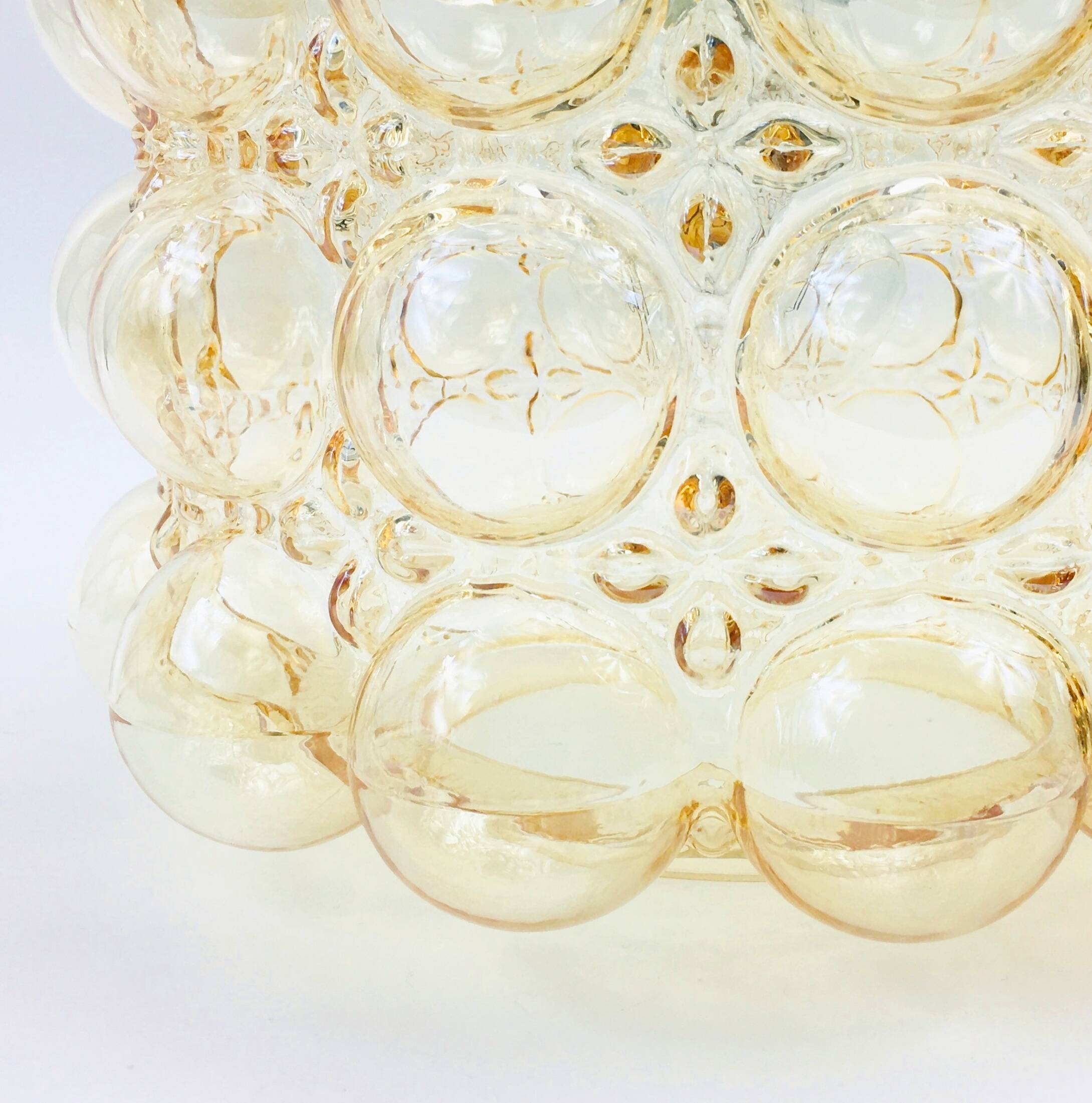 Mid-Century Amber Bubble Glass Ceiling Light/Pendant by Helena Tynell for Limburg, Germany, 1960s