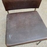 Scandinavian chair in skai leather and chrome steel, 1970s