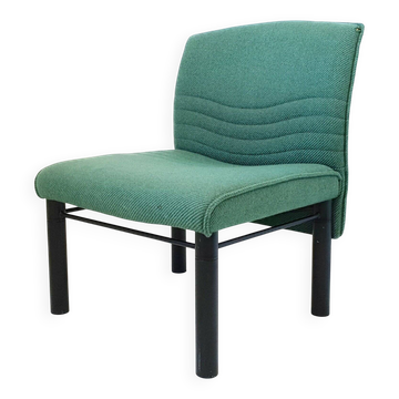 Chauffeuse fauteuil vintage années 1980 en laine & acier