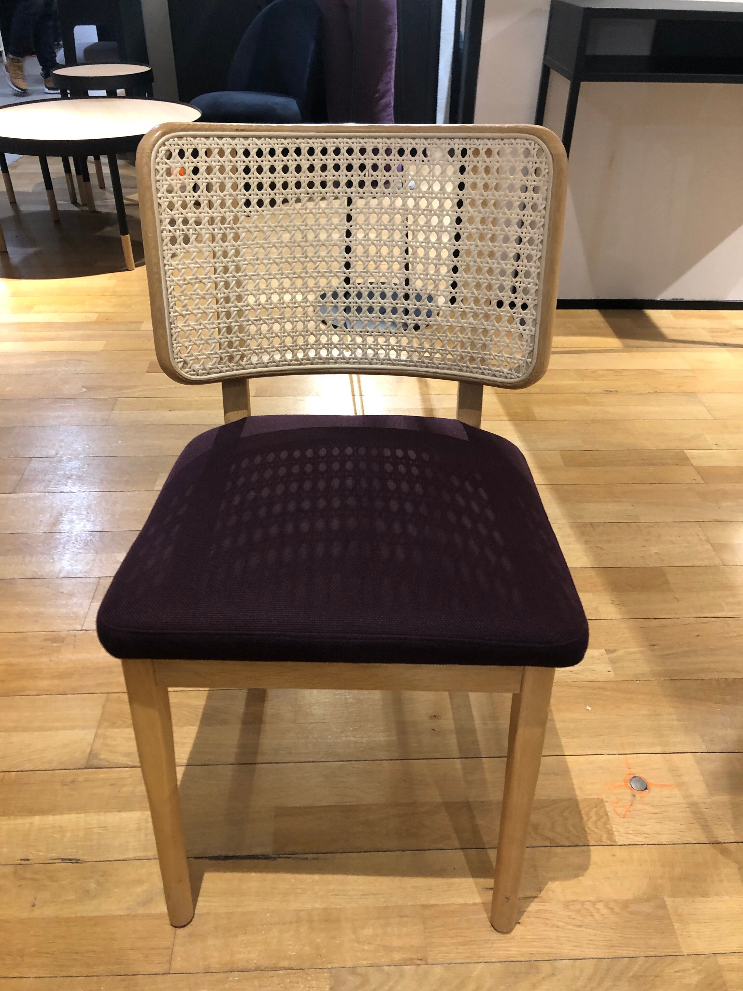 Chair cannage light wood plum