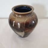 Vase en céramique vernissée marron non Signé - hauteur 14cm