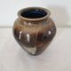 Unsigned brown glazed ceramic vase - height 14cm