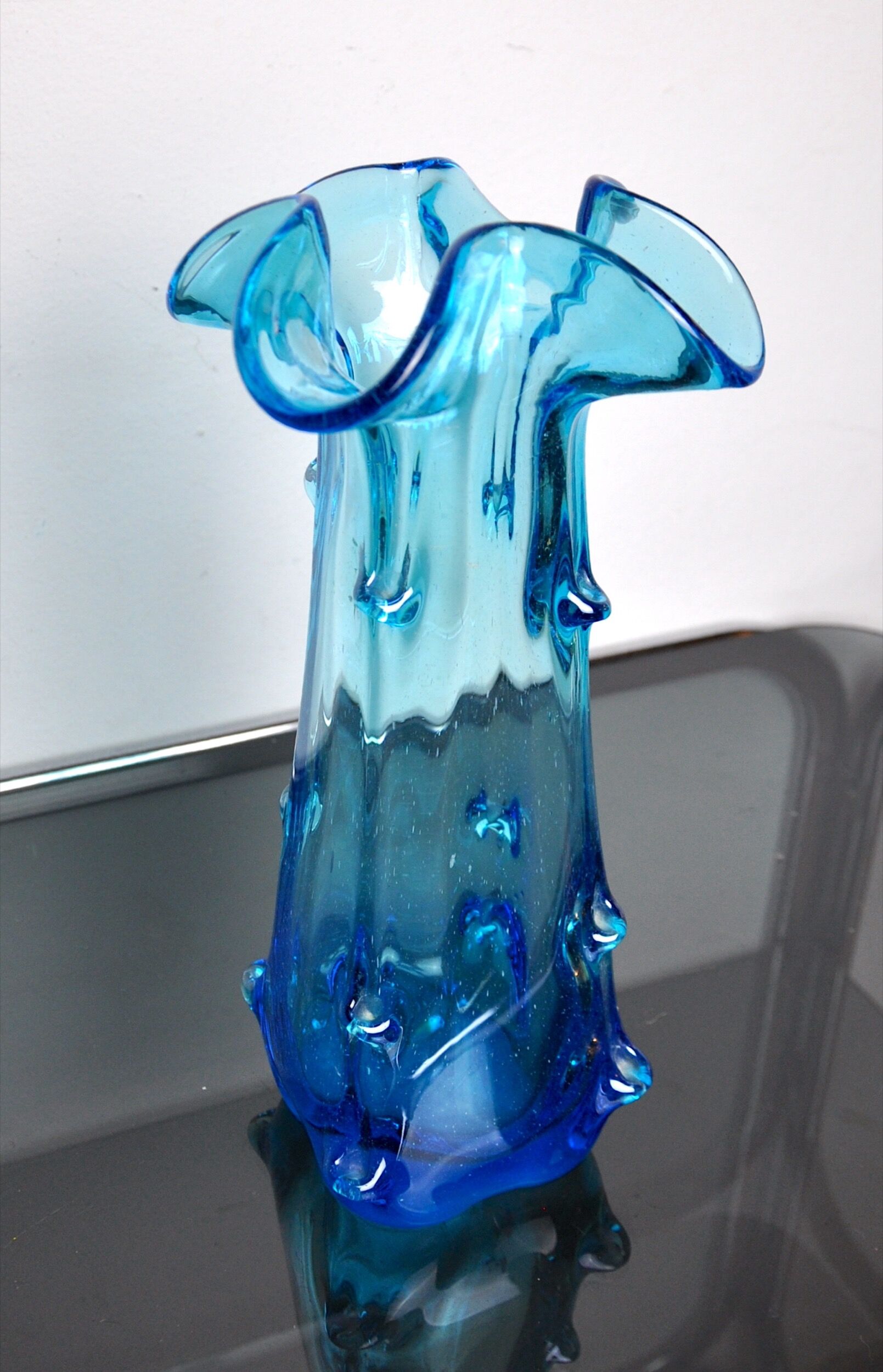 Blue seguso vase in murano glass, italy, 1970