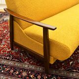 Scandinavian-style yellow boucle sofa with folding function, 1960s