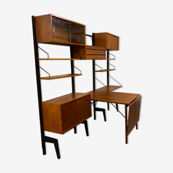 Vintage Scandinavian Teak wall unit by Poul Cadovius for royal system, 1950s