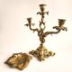 French Dessert Set: Candelabrum and "Feuille" Tray in Gilded Bronze