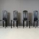 Vintage black leather dining chairs, set of 4, 1980s
