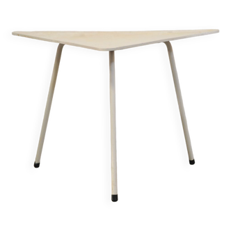 beige triangular side table