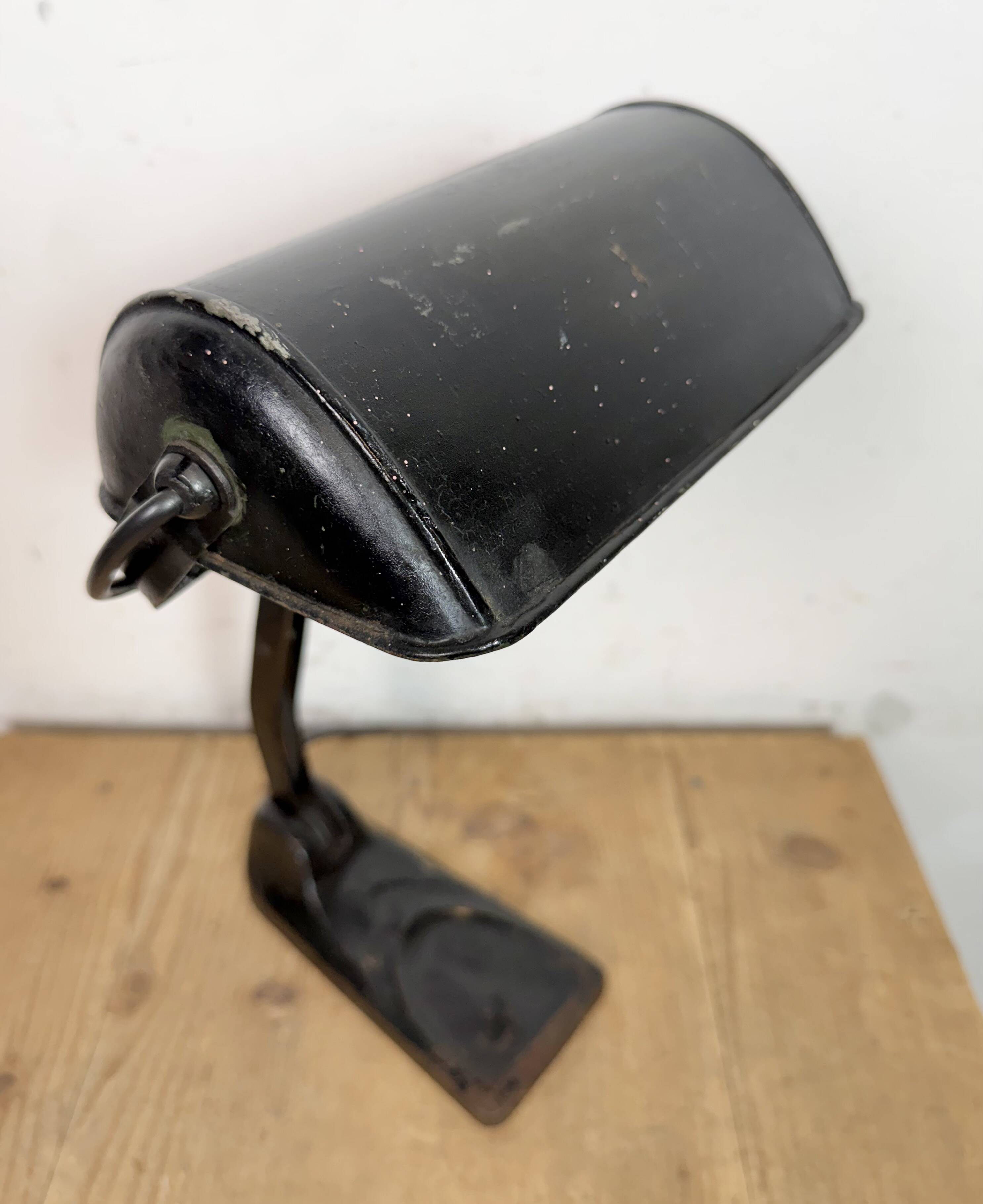 Vintage German Black Bank Lamp, 1930s