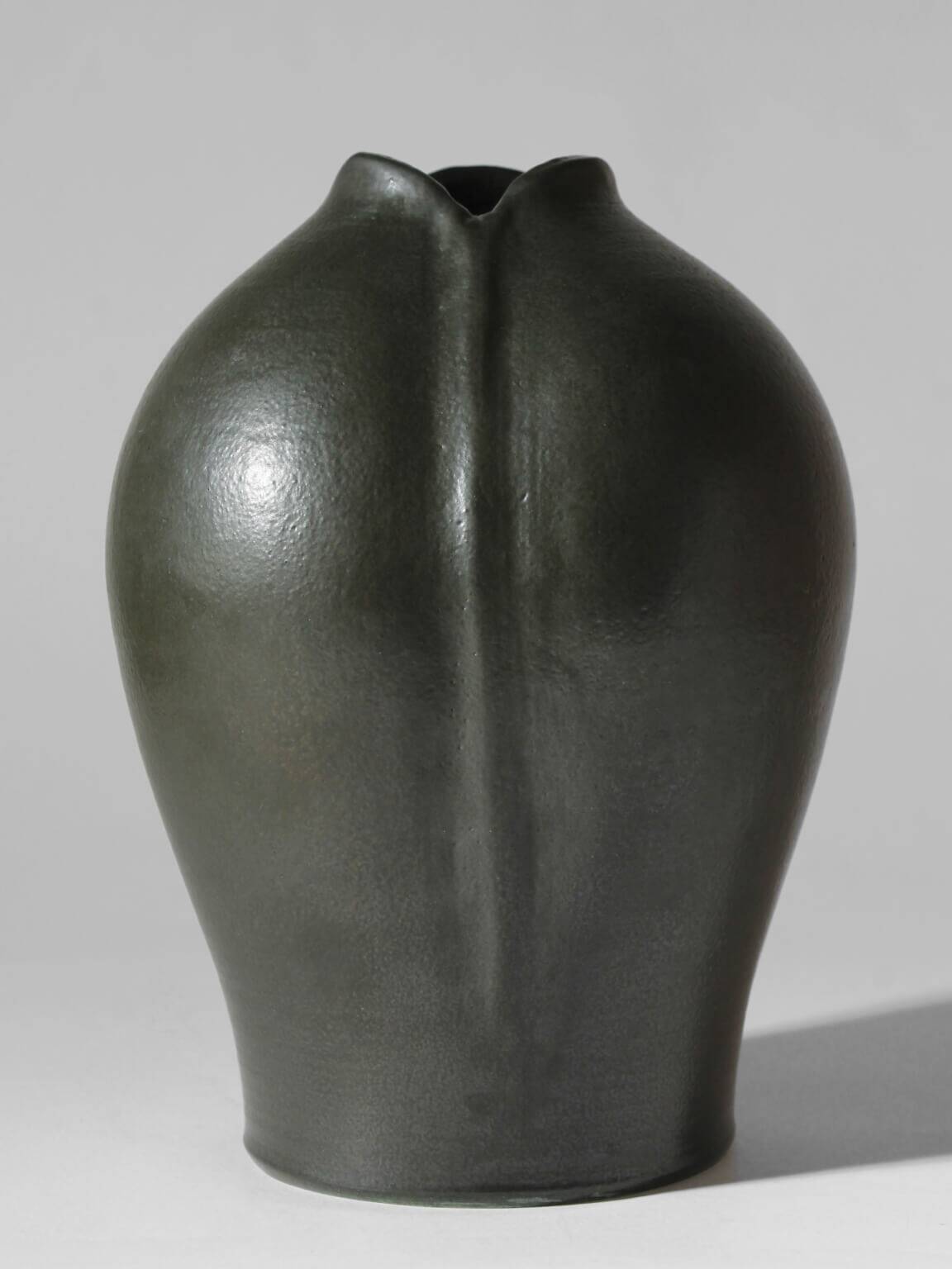 Flower Bud Shaped Ceramic Vintage Vase, Signed