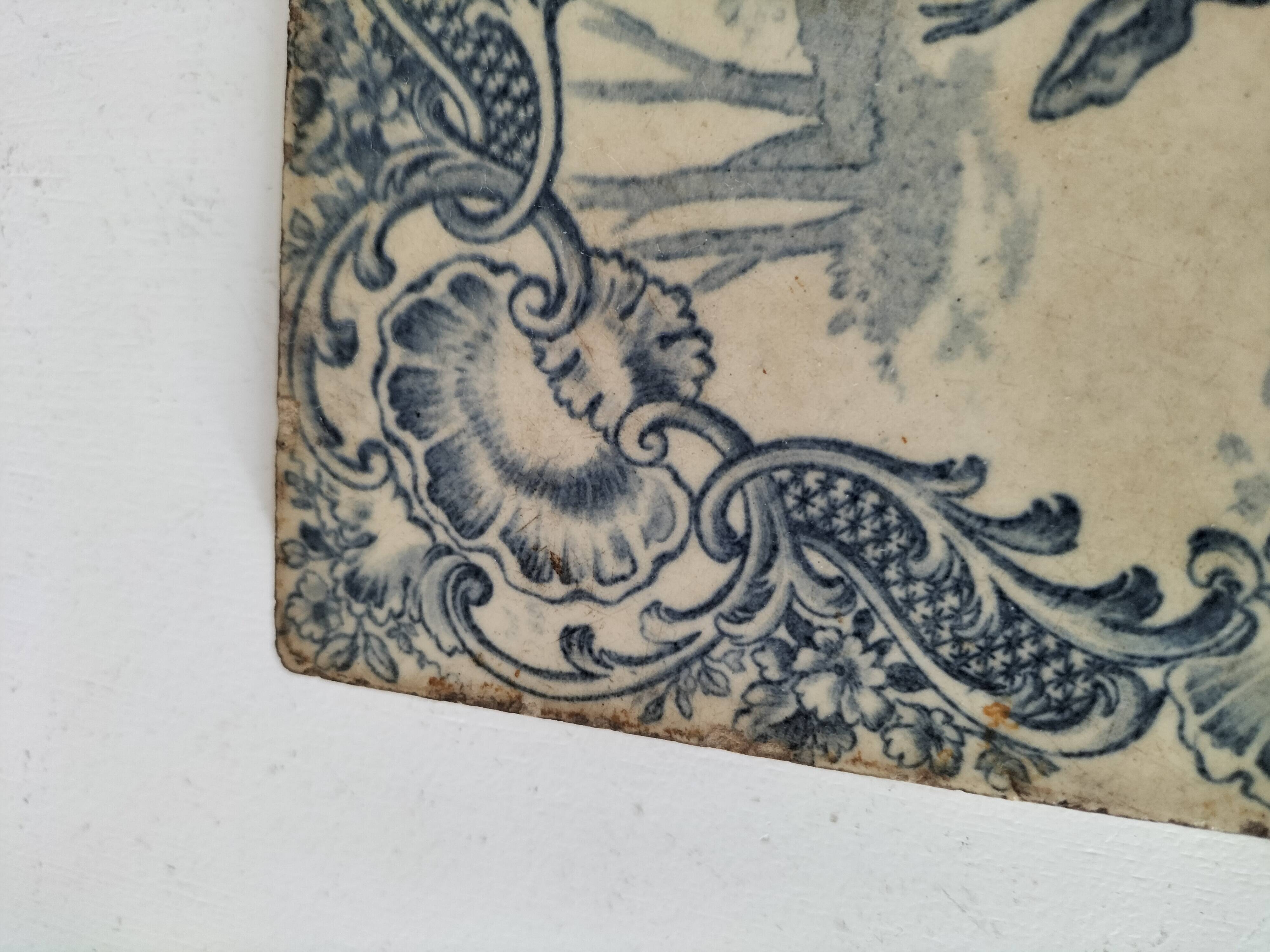 Large antique Gien earthenware tile, model 280