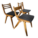 (Lot) 3 Compass Leg Chairs 1960s Scandinavian