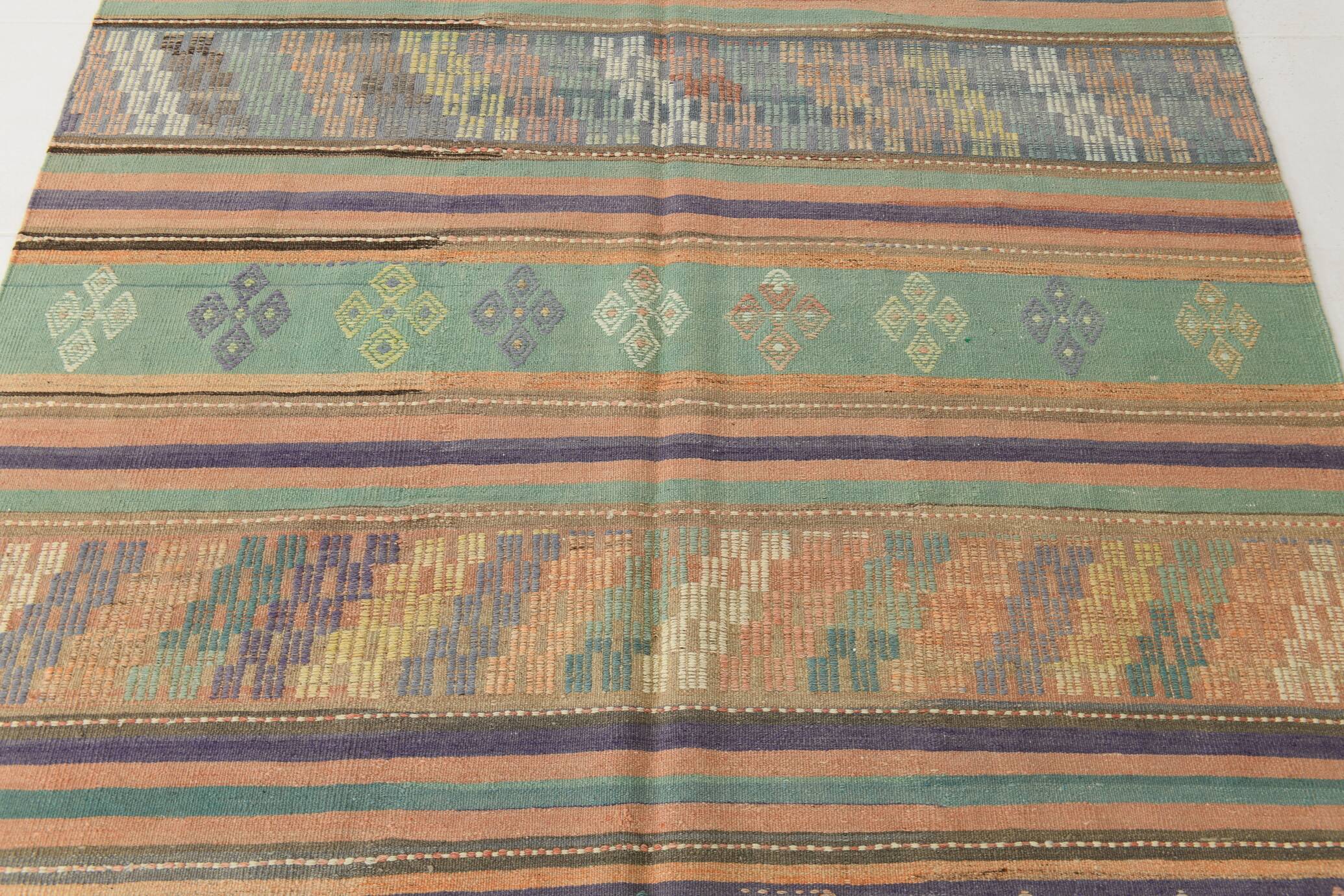 6x9 Faded Purple Anatolian Kilim Rug, 172x274Cm Bohemian Kilim