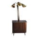 Meuble à boissons Art Déco en noyer marron avec lampe intégrée et laiton, 1950s