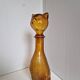 Vintage Empoli Amber Glass Cat Shaped Bottle