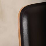 Charles & Ray Eames DCW Ash dining chair with Dark Brown Leather seat for Vitra