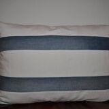 Lot de 2 coussins vintage rayés bleu et blanc en lin, 65 x 40 cm