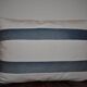 Set of 2 vintage striped blue and white linen cushions, 65 x 40 cm.